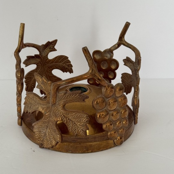 Ambrosia Other - Vintage 1995 Ambrosia Brass Grapes Leaf Candle Holdere Centerpiece